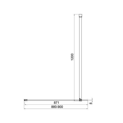 Нерухома стінка Walk-IN 900х2000мм chrome, скло 8мм clear 2584170303 фото