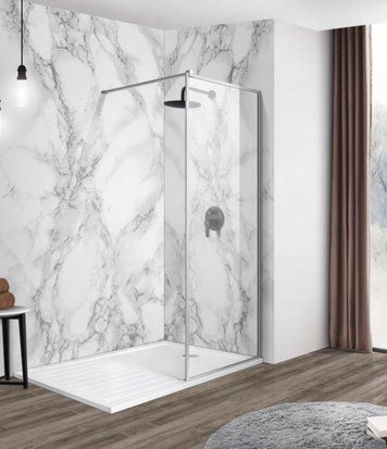 IMPRESE душова стінка WALK-IN з профілем та тримачем, 110*200см, хром, скло прозоре s09111001TR фото