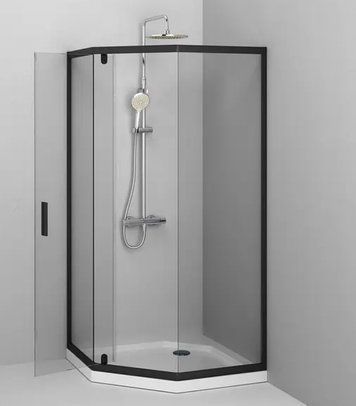 Душова кабіна AM.PM Gem 5-corner Pivot W90UG-405-090BT 90x90 см профіль чорний матовий, скло прозоре W90UG-405-090BT  фото